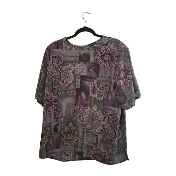 Alfred Dunner Gray Paisley Floral Full Zip Jacket & Top 2 PC Set Womans Size 20 - Picture 3 of 5